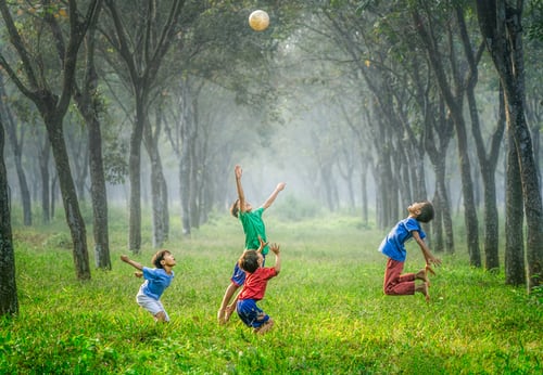 children playing outside together