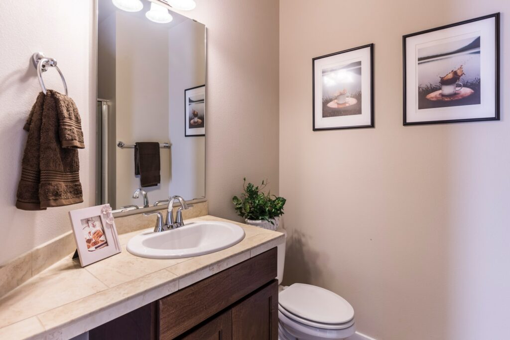 Photo of a bathroom and toilet